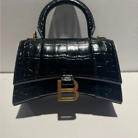Balenciaga NEW XS Hourglass black croc - Picture 9 of 13